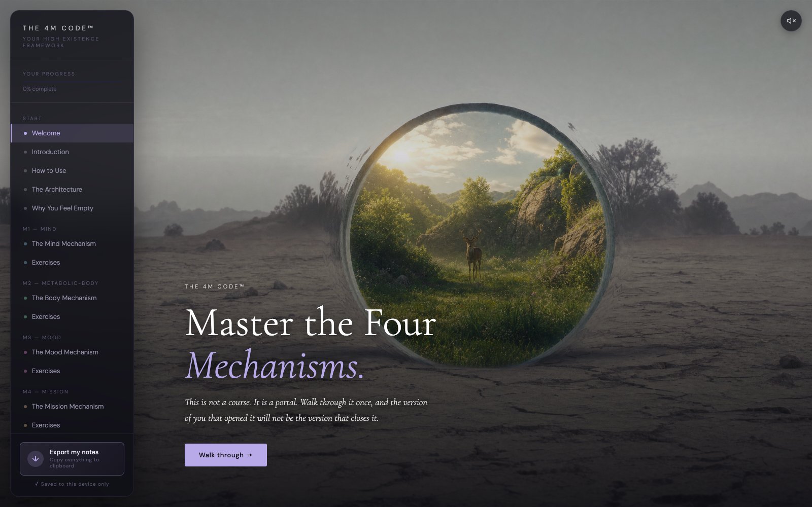 The 4M Code workbook, open on the portal cover page
